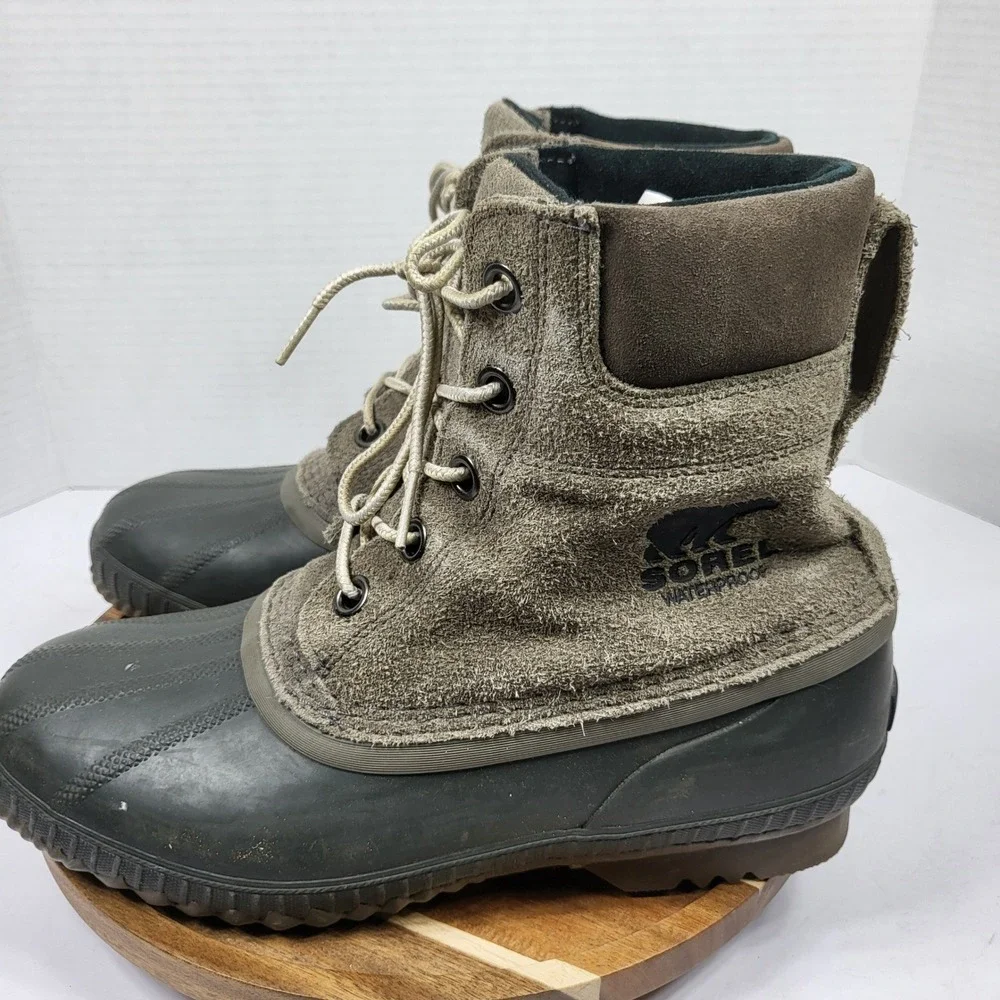 Sorel Cheyanne II Boots Mens 8 Sage Green Waterproof Suede NM3447-245